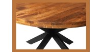 Table à manger ronde BOURGIA en bois massif de Mangolia, idéal pour une salle à manger conviviale