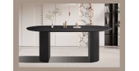 Table à manger ovale VAGOS effet bois brun foncé longueur 200cm, idéal pour une salle à manger conviviale