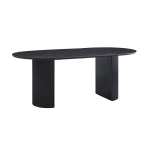 Table à manger ovale VAGOS effet bois brun foncé longueur 200cm, idéal pour une salle à manger conviviale