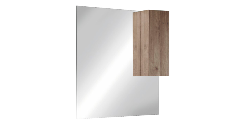 Miroir design avec rangement, 100x110 cm, collection FRASSI, coloris chêne clair