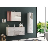 Meuble de salle de bain suspendu, 1porte, collection VITARIO. Coloris blanc brillant