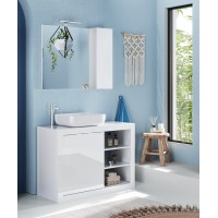 Meuble de salle de bain une vasque et 2 portes, collection CISA , coloris blanc brillant