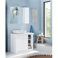 Meuble de salle de bain une vasque et 2 portes, longueur 92cm, collection CISA , coloris blanc brillant