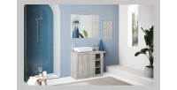 Meuble de salle de bain une vasque et 2 portes, longueur 92cm,  collection CISA, coloris blanc effet bois
