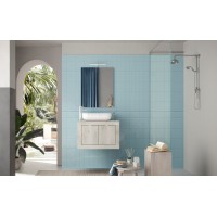Meuble de salle de bain une vasque et 2 portes, longueur 70cm, collection CISA, coloris blanc effet bois