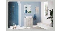 Meuble de salle de bain suspendu une vasque et 2 portes, longueur 70cm,  collection CISA, coloris blanc effet bois