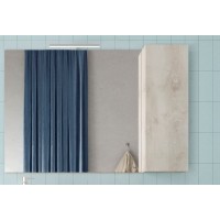 Miroir design avec rangement, 110x75 cm, collection CISA, coloris blanc effet bois