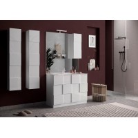 Meuble de salle de bain avec une vasque et 3 tiroirs, collection KUBRICK. Coloris blanc brillant