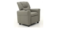 Mini fauteuil relax ITCHI relevable manuellement matière PU couleur gris, idéal pour un salon confortable