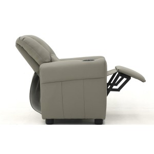 Mini fauteuil relax ITCHI relevable manuellement matière PU couleur gris, idéal pour un salon confortable