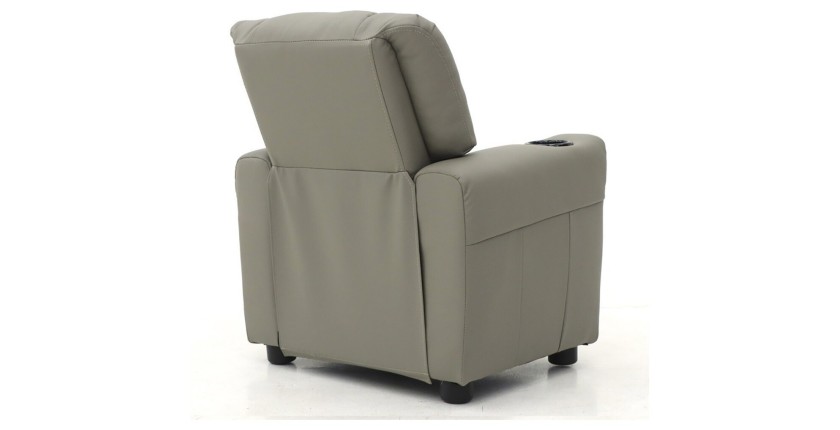 Mini fauteuil relax ITCHI relevable manuellement matière PU couleur gris, idéal pour un salon confortable