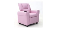 Mini fauteuil relax ITCHI relevable manuellement matière PU couleur rose, idéal pour un salon confortable