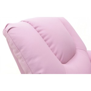 Mini fauteuil relax ITCHI relevable manuellement matière PU couleur rose, idéal pour un salon confortable