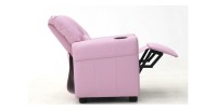 Mini fauteuil relax ITCHI relevable manuellement matière PU couleur rose, idéal pour un salon confortable