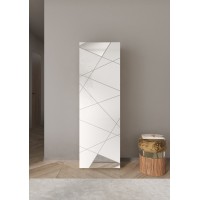 Armoire d'entrée 1 porte avec miroir, collection KUBRICK, coloris blanc laqué brillant