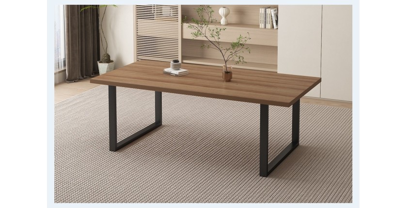 Table à manger EDWAR longueur 180cm en décor chêne vieilli, idéal pour une salle à manger conviviale