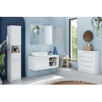 Colonne de salle de bain tournante avec miroir, 2 portes, collection CISA. Coloris blanc brillant