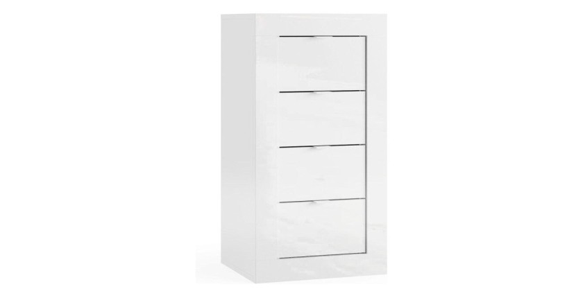 Commode avec 4 tiroirs large 42cm, collection CISA. Coloris blanc brillant