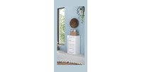 Commode avec 4 tiroirs large 42cm, collection CISA. Coloris blanc brillant