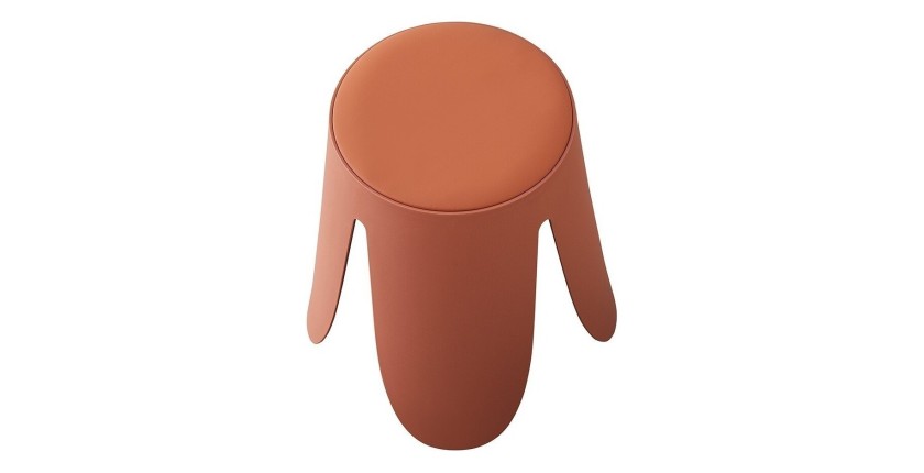 Tabouret OSTIN coloris marron terracotta, grâce a son design atypique il s'adapte a tous types de salon