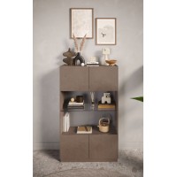 Vitrine design 2 portes collection FANZY. Coloris marron \ chêne foncé