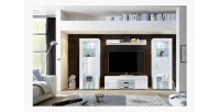 Meuble tv 138cm, 2 portes, collection JET, coloris blanc laqué brillant