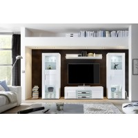 Meuble tv 138cm, 2 portes, collection JET, coloris blanc laqué brillant