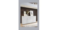 Buffet 4 portes 181cm, collection JET, coloris blanc laqué brillant