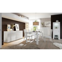 Buffet 4 portes 181cm, collection JET, coloris blanc laqué brillant