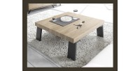 Table basse avec pieds en métal, Collection SHOW, coloris chêne clair