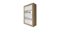 Vitrine design 4 portes collection ACCESS. Coloris blanc et chêne foncé