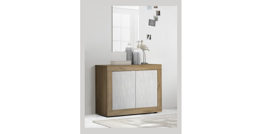 Buffet 2 portes collection ACCESS. Coloris blanc et chêne foncé