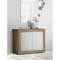 Buffet 2 portes collection ACCESS. Coloris blanc et chêne foncé