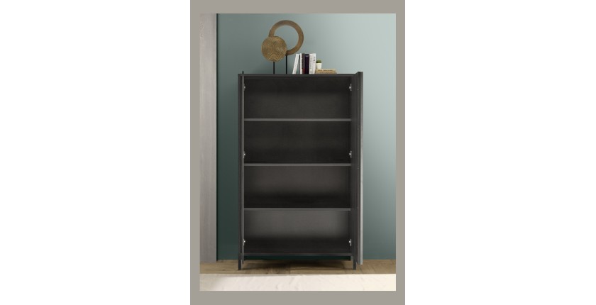 Buffet design 4 portes en bois collection IRON. Coloris chêne noir