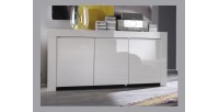 Buffet 3 portes, collection FOLOMI, coloris blanc laqué brillant