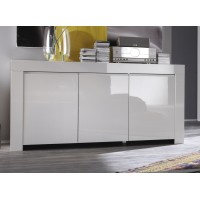 Buffet 3 portes, collection FOLOMI, coloris blanc laqué brillant