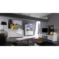 Buffet 3 portes, collection FOLOMI, coloris blanc laqué brillant