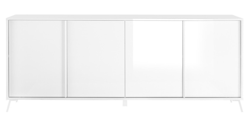 Buffet 4 portes collection SKY. Coloris blanc laqué, idéal dans une cuisine \ salle à manger design