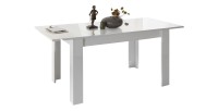 Table 137x90 avec rallonge inclus de 48cm, Collection FOLOMI, couleur blanc laqué brillant