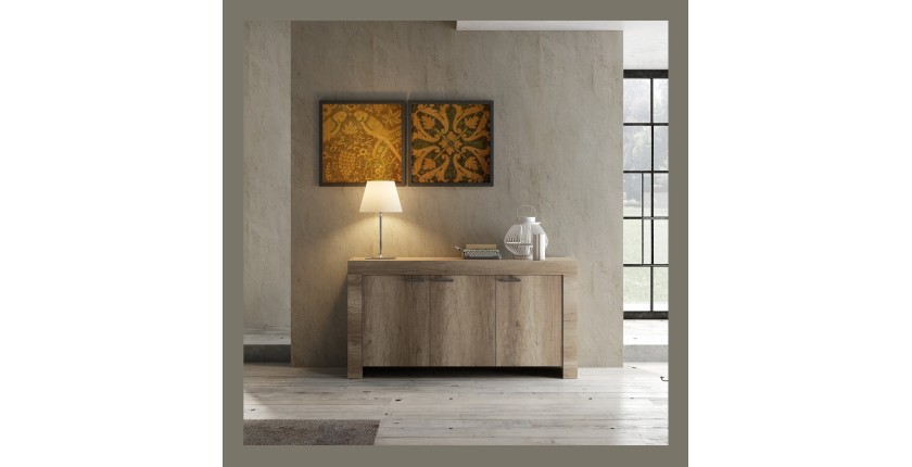 Buffet 3 portes, collection HOL, coloris chêne foncé