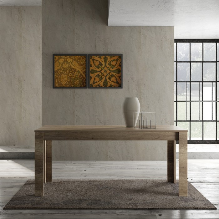 Table 180x90cm, collection HOL, coloris chêne foncé