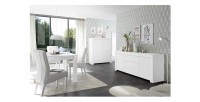 Table extensible 137x90, Collection FALL, couleur blanc laqué brillant