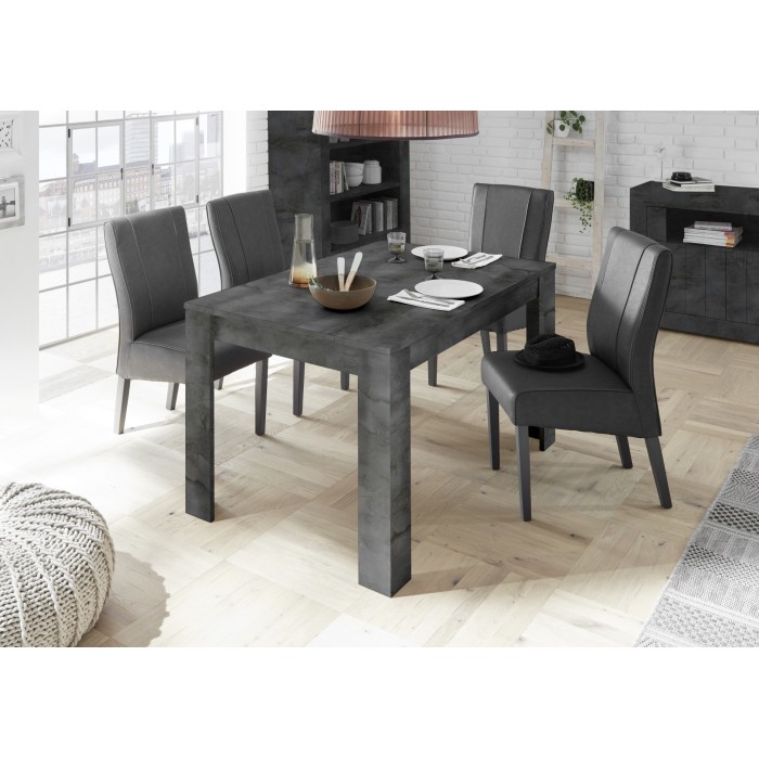 Table extensible Collection URBAN couleur gris foncé effet béton, dimensions 137x90cm