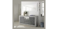 Buffet 2 portes battantes 2 tiroirs, coloris gris foncé, collection URBAN