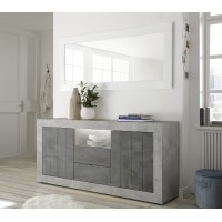 Buffet 2 portes battantes 2 tiroirs, coloris gris foncé, collection URBAN