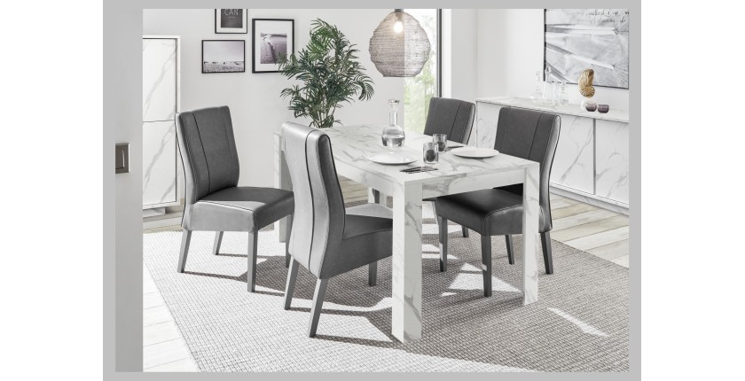 Chaise URBAN simili-cuir Gris, dimensions: H99 x L46 x P63 cm, idéal pour une salle à manger moderne et design