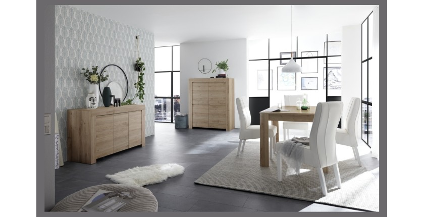 Buffet 3 portes, collection ZEFIR, coloris chêne clair, parfait pour votre salon