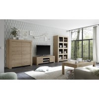 Buffet 4 portes, collection ZEFIR, coloris chêne clair, idéal pour votre salon ou salle à manger