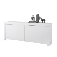 Buffet 4 portes, collection ZEFIR, coloris blanc mat, idéal pour votre salon ou salle à manger