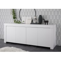 Buffet 4 portes, collection ZEFIR, coloris blanc mat, idéal pour votre salon ou salle à manger